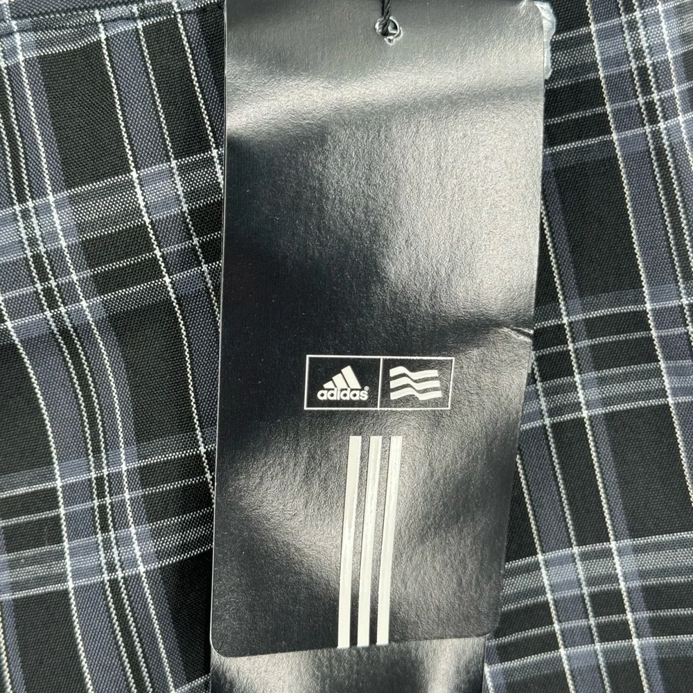 Adidas Steel Blue Black Plaid Athletic Shorts Size 34 NWT‎ RN# 88387